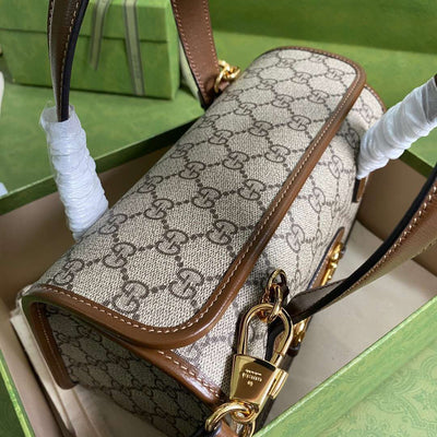 Guc*i 1955 luxury women’s handbag with brown handle 23x16x12cm - image 6