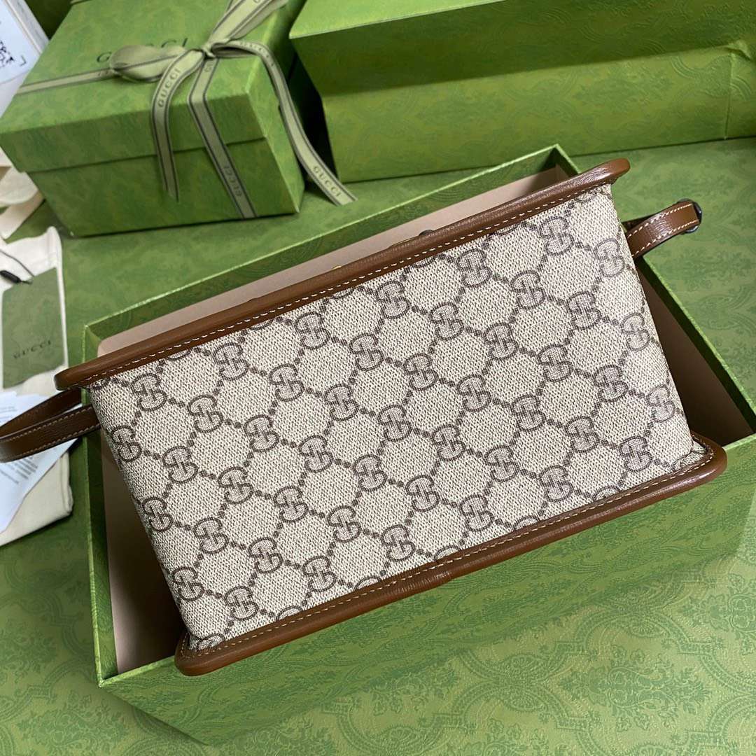 Guc*i 1955 luxury women’s handbag with brown handle 23x16x12cm - image 8