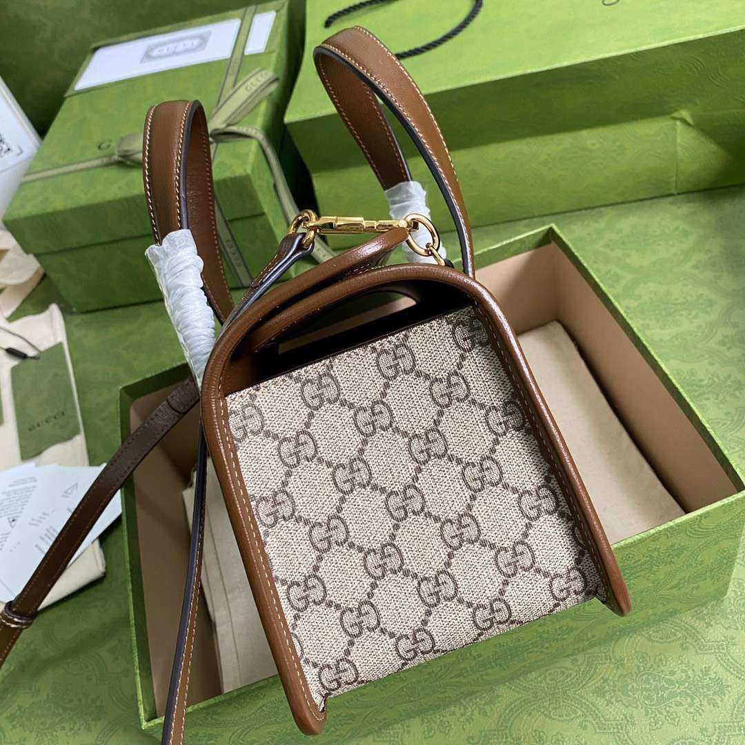 Guc*i 1955 luxury women’s handbag with brown handle 23x16x12cm - image 9
